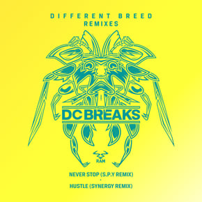 Never Stop (S.P.Y Remix) / Hustle (Synergy Remix) by DC Breaks Cover Art
