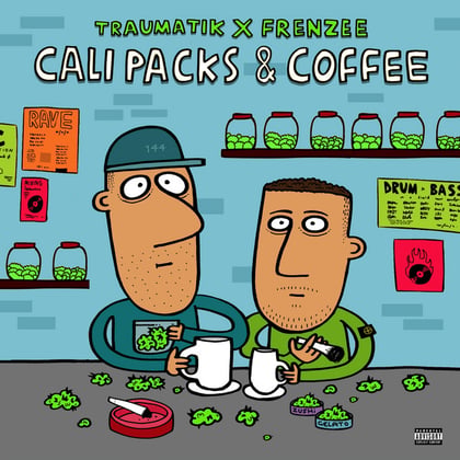 Calipacks & coffee album by Mr Traumatik & Frenzee - Drum and Bass Cover Art