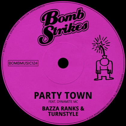 Party Town album by Dynamite MC, Bazza Ranks & Turnstyle - Drum and Bass Cover Art