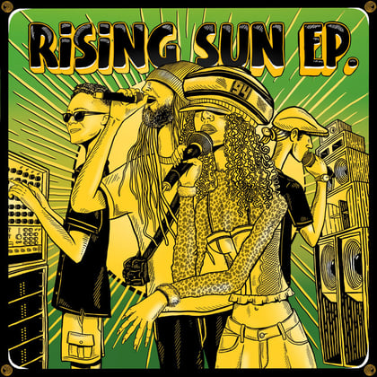 Rising Sun EP album by KAYA FYAH, Izachar & JNR BAPTIST - Drum and Bass Cover Art