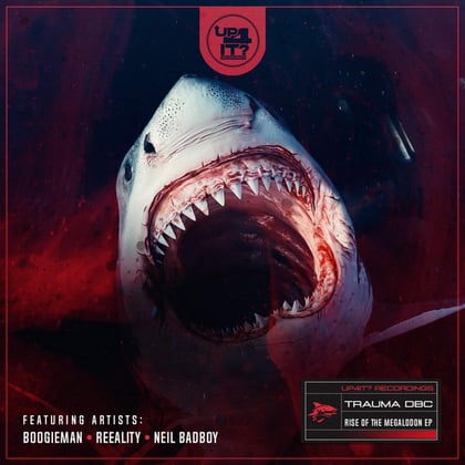 Rise Of The Megalodon EP album by Trauma DBC & theStandard - Drum and Bass Cover Art