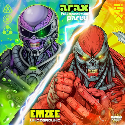Full Spectrum Party Versus Underground album by EmZee & Arax - Drum and Bass Cover Art