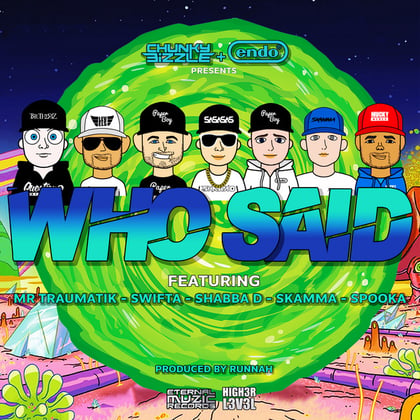 Who Said album by MC Endo, Mr Traumatik & MC Shabba D - Drum and Bass Cover Art