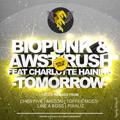 Tomorrow album by Charlotte Haining, Bio-Punk & Awst Rush - Drum and Bass Cover Art
