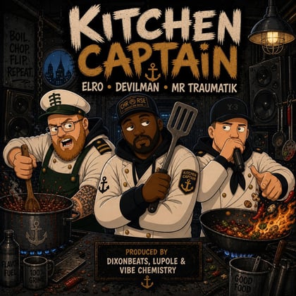 Kitchen Captain album by Mr Traumatik, Elro, Devilman & DixonBeats - Drum and Bass Cover Art