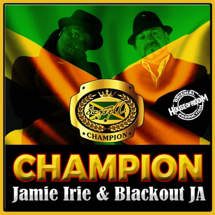 Champion album by Lowriderz, Jamie Irie & Blackout JA - Drum and Bass Cover Art