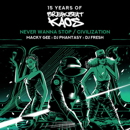 Never Wanna Stop / Civilization album by Macky Gee, DJ Phantasy & DJ Fresh - Drum and Bass Cover Art