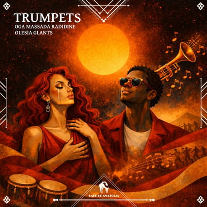 Trumpets album by Tengu, OGA MASSADA RADIDINE, Olesia Glants & Cafe De Anatolia - Drum and Bass Cover Art