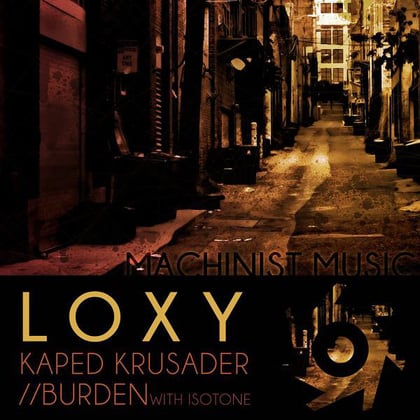 Kaped Krusader / Burden album by Loxy - Drum and Bass Cover Art