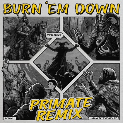 Burn 'Em Down album by Primate - Drum and Bass Cover Art