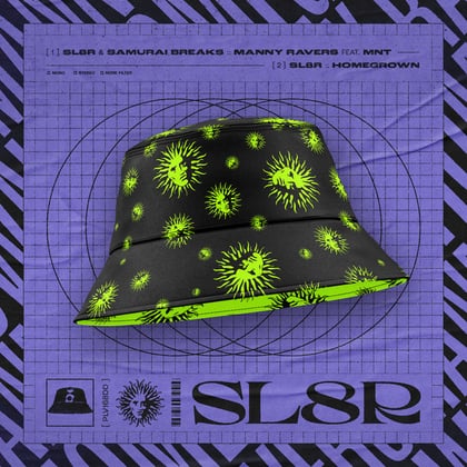 Manny Ravers / Homegrown album by Sl8r & Samurai Breaks - Drum and Bass Cover Art