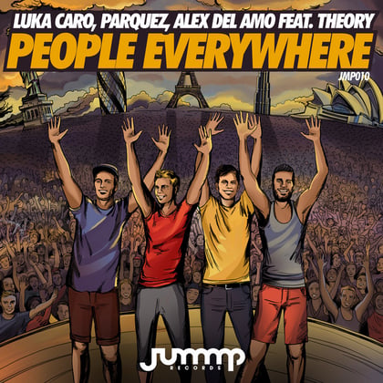 People Everywhere album by Theory, Luka Caro, PARQUEZ & Alex Del Amo - Drum and Bass Cover Art