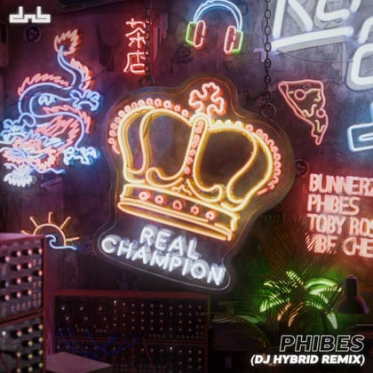 Real Champion (DJ Hybrid Remix) album by DJ Hybrid & Phibes - Drum and Bass Cover Art