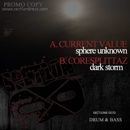 Sphere Unknown / Dark Storm album by Current Value & Coresplittaz - Drum and Bass Cover Art