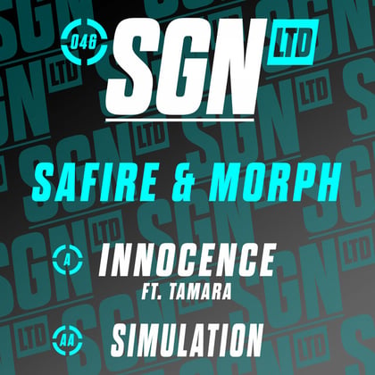 Innocence / Simulation album by Safire - Drum and Bass Cover Art
