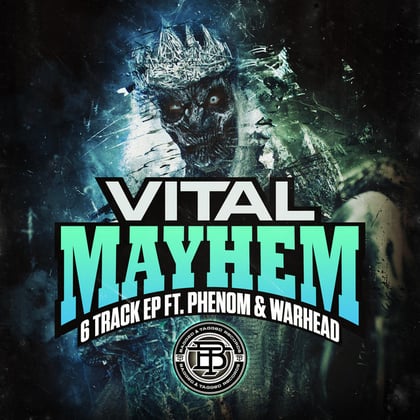 Mayhem album by Vital, Warhead & Phenom - Drum and Bass Cover Art