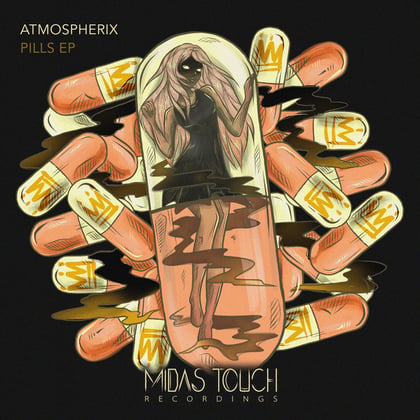 Pills EP album by Atmospherix - Drum and Bass Cover Art