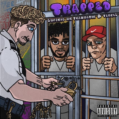 Trapped album by Mr Traumatik, Emporio & Temple - Drum and Bass Cover Art