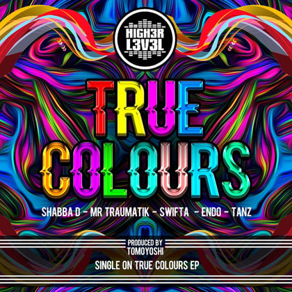 True Colours album by MC Shabba D, Mr Traumatik & MC Endo - Drum and Bass Cover Art