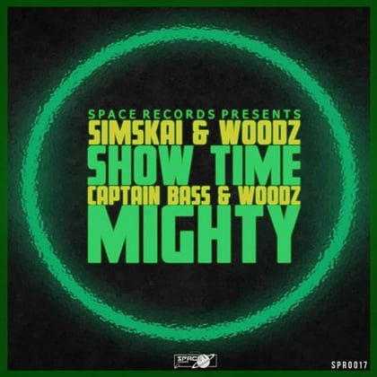 Show Time/Mighty album by Captain Bass, Simskai & Woodz - Drum and Bass Cover Art