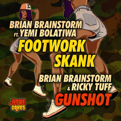 Footwork Skank / Gunshot album by Brian Brainstorm, Ricky Tuff & Yemi Bolatiwa - Drum and Bass Cover Art