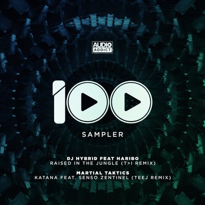 Audio Addict 100 - LP Sampler album by T>I, DJ Hybrid & Teej - Drum and Bass Cover Art