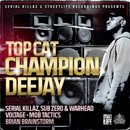 Champion Deejay EP album by Top Cat, Voltage & Sub Zero - Drum and Bass Cover Art
