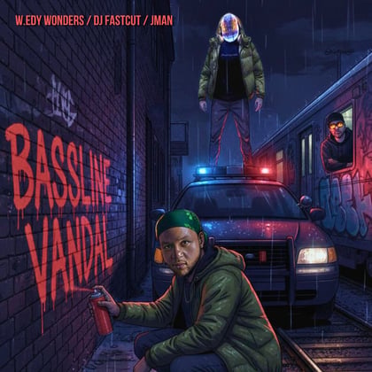 BASSLINE VANDAL album by Jman, W.edy Wonders & DJ Fastcut - Drum and Bass Cover Art